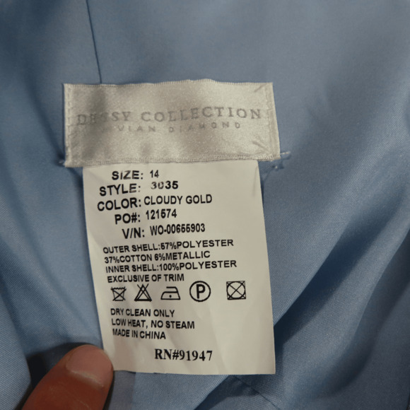 DESSY COLLECTION Park Avenue Brocade Cloudy Gold Shimmer High Low Dress Size 14 - Picture 5 of 8